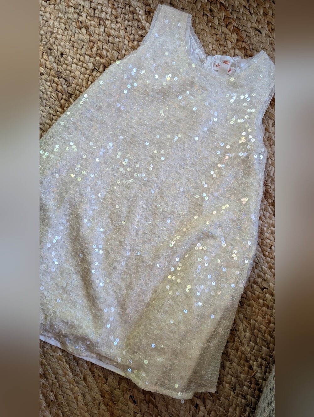 Kids' Ivory Sequin Tank Sequin Dress